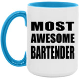 Most Awesome Bartender - 15oz Accent Mug Blue
