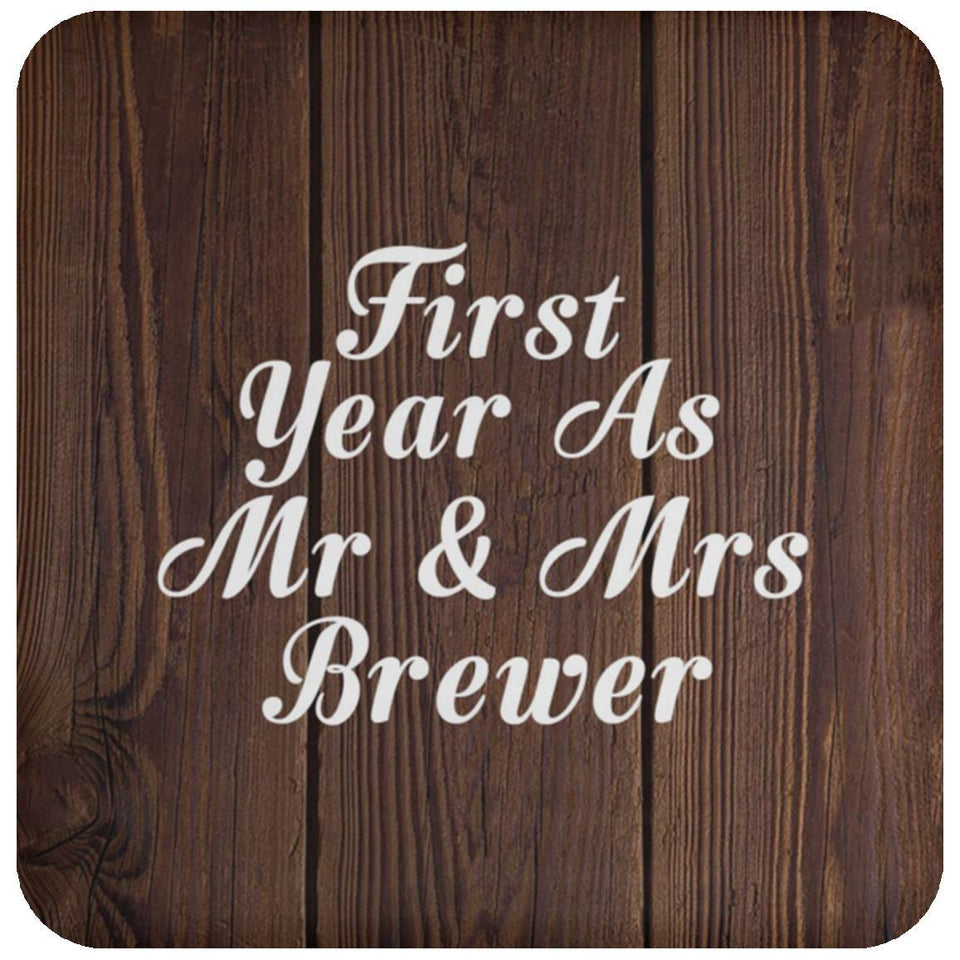 First Year As Mr & Mrs Brewer - Drink Coaster D