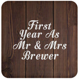 First Year As Mr & Mrs Brewer - Drink Coaster D