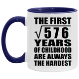 24th Birthday Square Root Of 576 Years Of Childhood - 11oz Accent Mug Purple