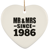38th Anniversary Mr & Mrs Since 1986 - Heart Ornament