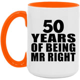 50th Anniversary 50 Years Of Being Mr Right - 15oz Accent Mug Orange
