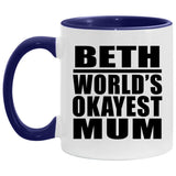Beth World's Okayest Mum - 11oz Accent Mug Purple