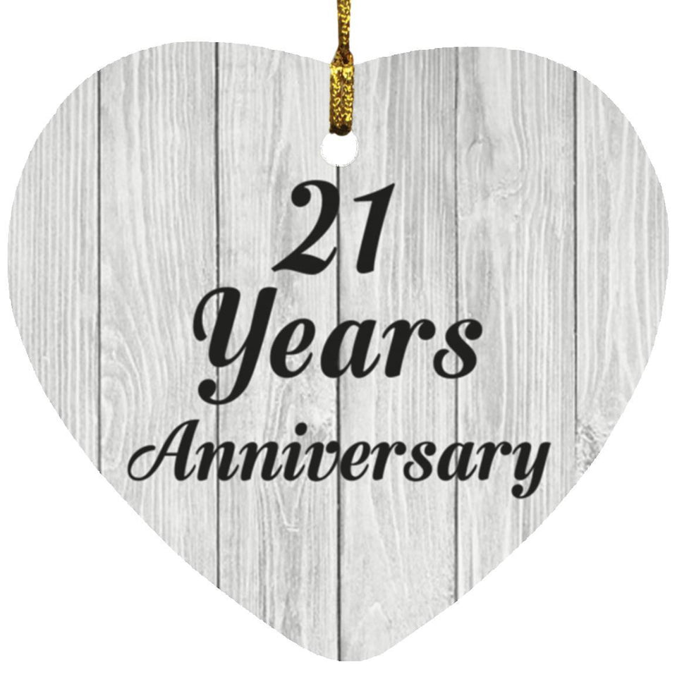 21st Anniversary 21 Years Anniversary - Heart Ornament F