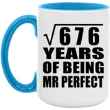 26th Anniversary Square Root of 676 Years of Mr Perfect - 15oz Accent Mug Blue