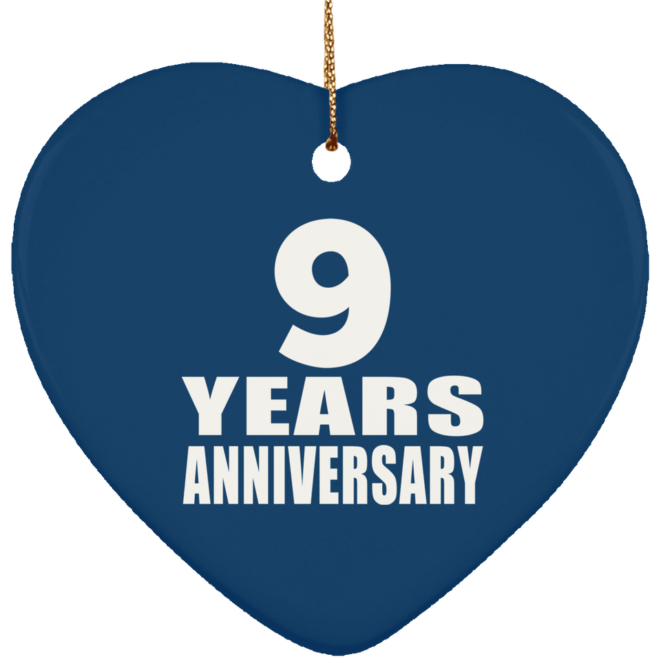 9th Anniversary 9 Years - Heart Ornament