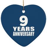 9th Anniversary 9 Years - Heart Ornament