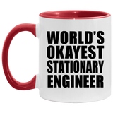 World's Okayest Stationary Engineer - 11oz Accent Mug Red