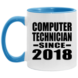 Computer Technician Since 2018 - 11oz Accent Mug Blue