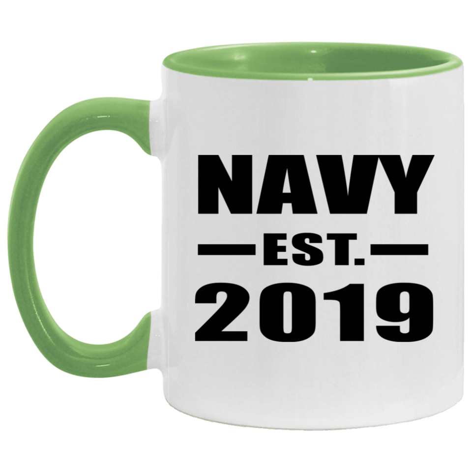 Navy Established EST. 2019 - 11oz Accent Mug Green