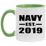 Navy Established EST. 2019 - 11oz Accent Mug Green