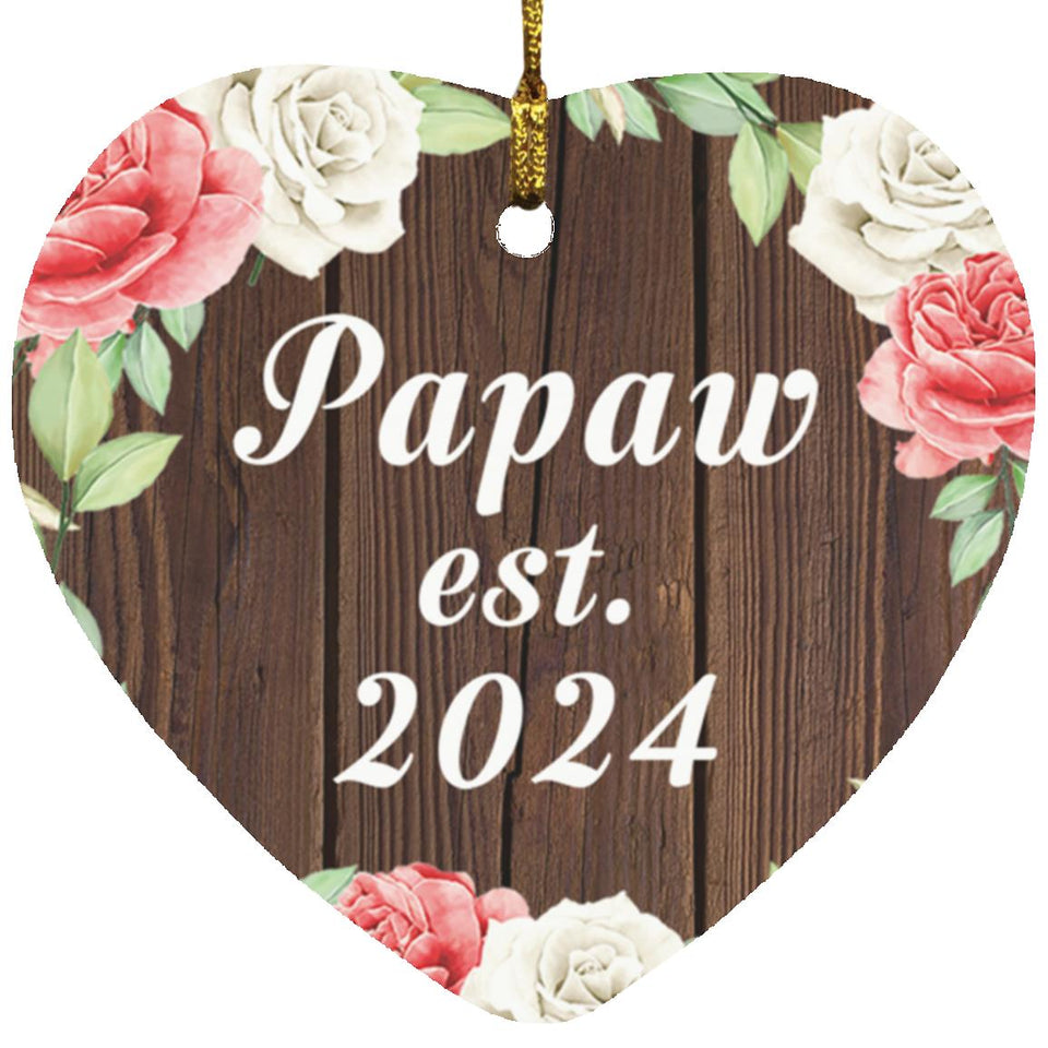 Papaw Established Est. 2024 - Heart Ornament A