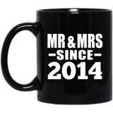 10th Anniversary Mr & Mrs Since 2014 - 11 Oz Coffee Mug Black