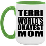 Terri World's Okayest Mom - 15oz Accent Mug Green
