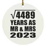 67th Anniversary Square Root of 4489 Years As Mr & Mrs 2023 - Circle Ornament
