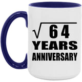 8th Anniversary Square Root of 64 Years Anniversary - 15oz Accent Mug Purple