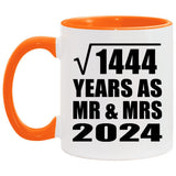 38th Anniversary Square Root of 1444 Years As Mr & Mrs 2024 - 11oz Accent Mug Orange