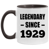 95th Birthday Legendary Since 1929 - 11oz Accent Mug Black