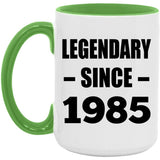 39th Birthday Legendary Since 1985 - 15oz Accent Mug Green