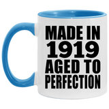 105th Birthday Made In 1919 Aged to Perfection - 11oz Accent Mug Blue