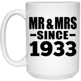 91st Anniversary Mr & Mrs Since 1933 - 15 Oz Coffee Mug