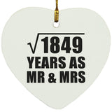 43rd Anniversary Square Root of 1849 Years As Mr & Mrs - Heart Ornament