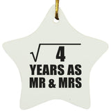 2nd Anniversary Square Root of 4 Years As Mr & Mrs - Star Ornament