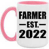 Farmer Established EST. 2022 - 15oz Accent Mug Pink