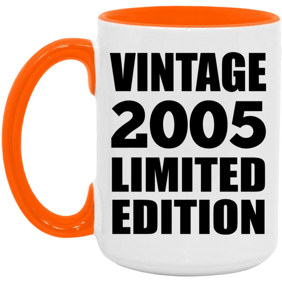 19th Birthday Vintage 2005 Limited Edition - 15oz Accent Mug Orange