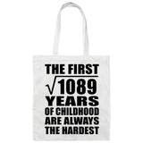 33rd Birthday Square Root of 1089 Years of Childhood - Tote Bag White