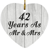 42nd Anniversary 42 Years As Mr & Mrs - Heart Ornament F