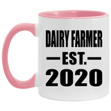Dairy Farmer Established EST. 2020 - 11oz Accent Mug Pink