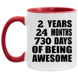 2nd Birthday 2 Years 24 Months 730 Days Of Awesome - 11oz Accent Mug Red