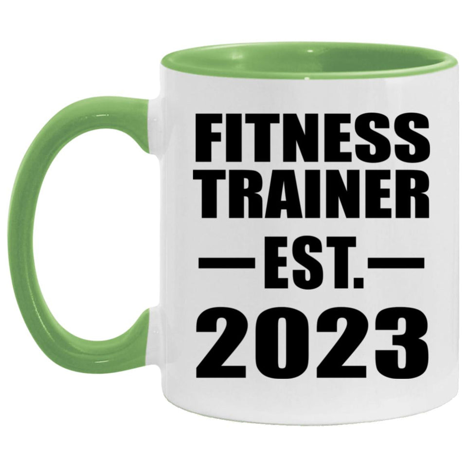 Fitness Trainer Established EST. 2023 - 11oz Accent Mug Green