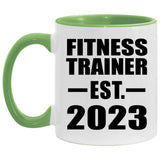 Fitness Trainer Established EST. 2023 - 11oz Accent Mug Green