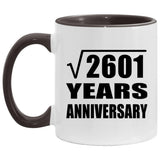 51st Anniversary Square Root of 2601 Years Anniversary - 11oz Accent Mug Black