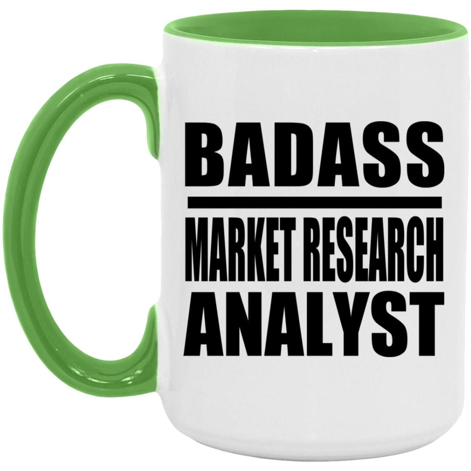 Badass Market Research Analyst - 15oz Accent Mug Green