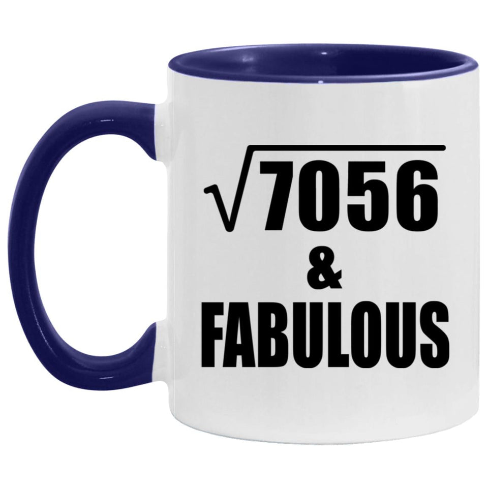 84th Birthday Square Root of 7056 & Fabulous - 11oz Accent Mug Purple