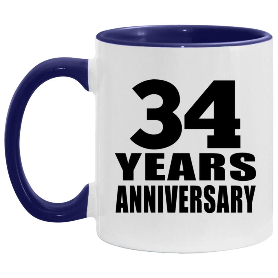 34th Anniversary 34 Years - 11oz Accent Mug Purple