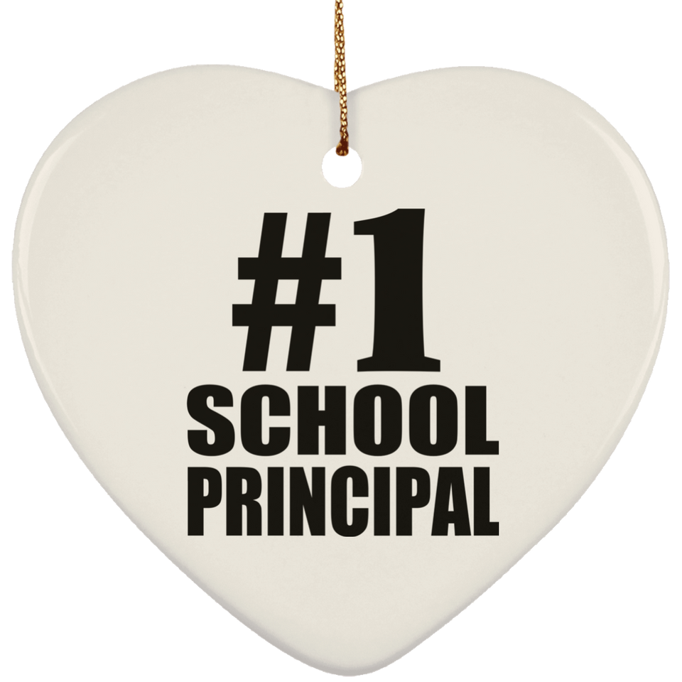 Number One #1 School Principal - Heart Ornament