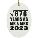 26th Anniversary Square Root of 676 Years As Mr & Mrs 2023 - Oval Ornament