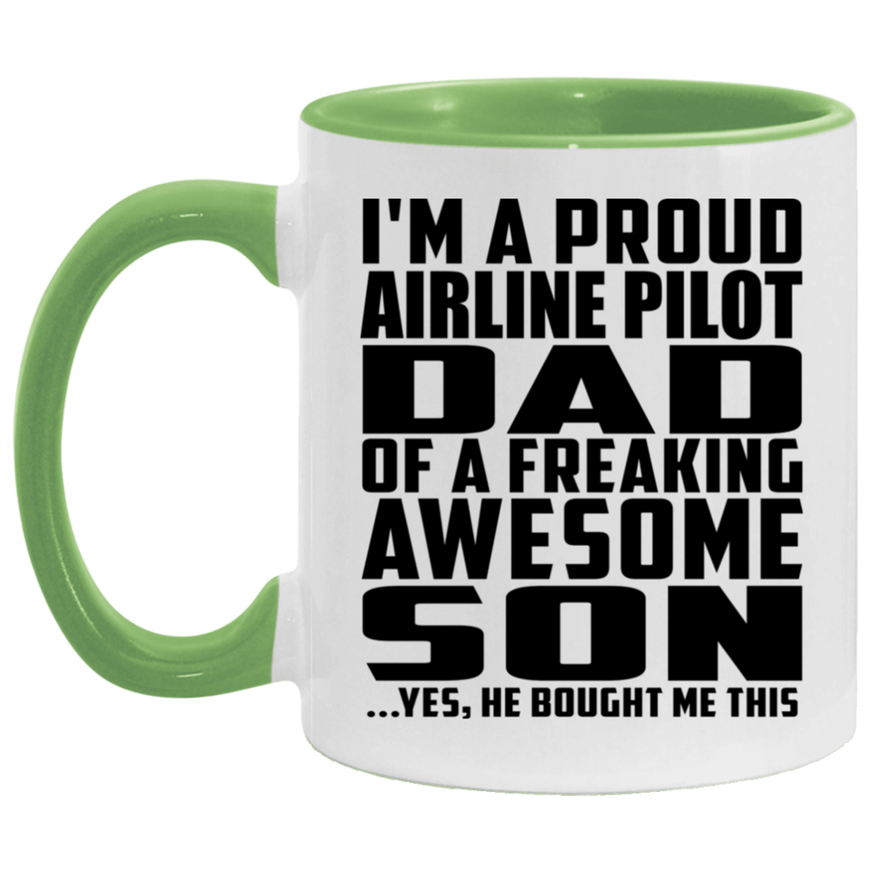 Proud Airline Pilot Dad Of Awesome Son - 11oz Accent Mug Green