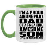Proud Airline Pilot Dad Of Awesome Son - 11oz Accent Mug Green