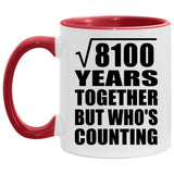 90th Anniversary Square Root of 8100 Years Who's Counting - 11oz Accent Mug Red