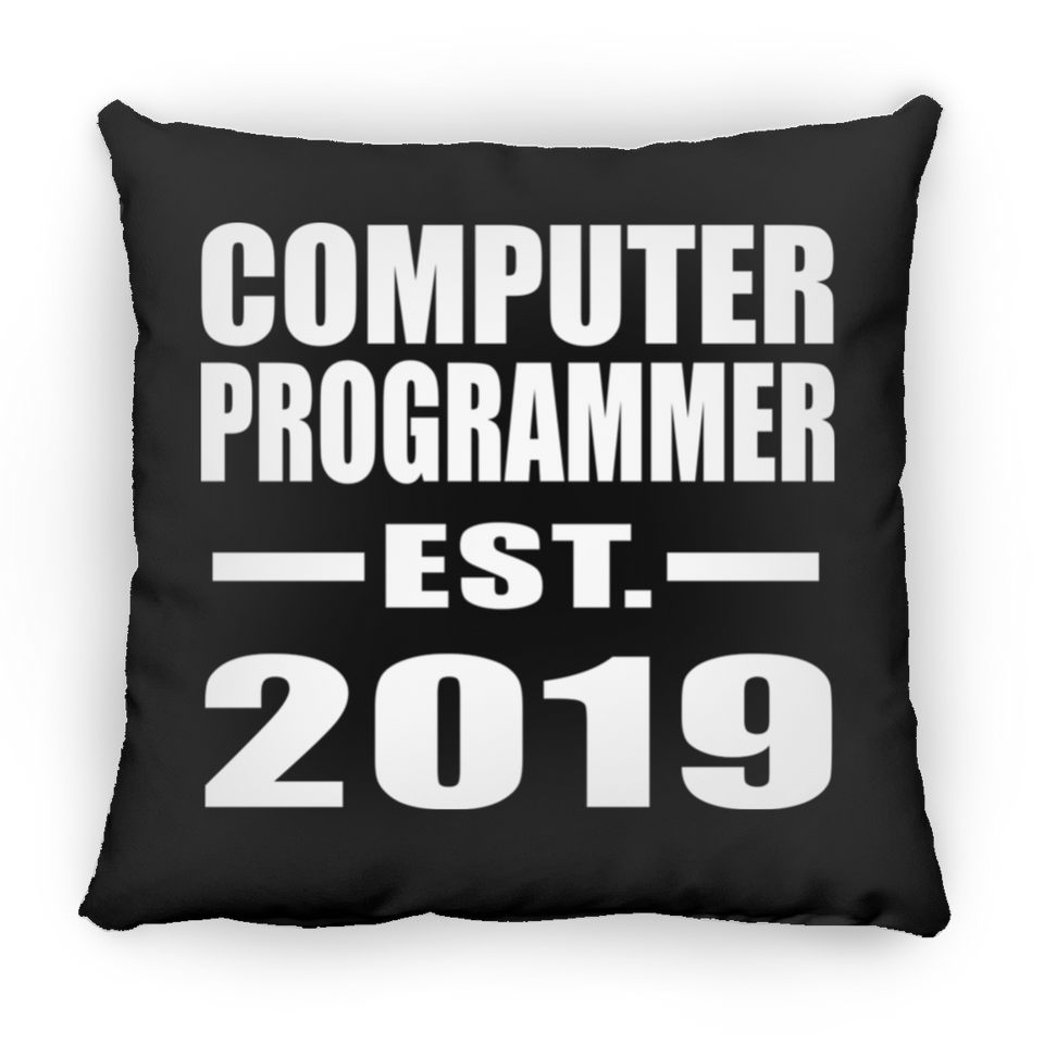 Computer Programmer Established EST. 2019 - Throw Pillow Black