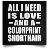 All I Need Is Love And A Colorprint Shorthair - Poster Square