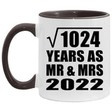 32nd Anniversary Square Root of 1024 Years As Mr & Mrs 2022 - 11oz Accent Mug Black