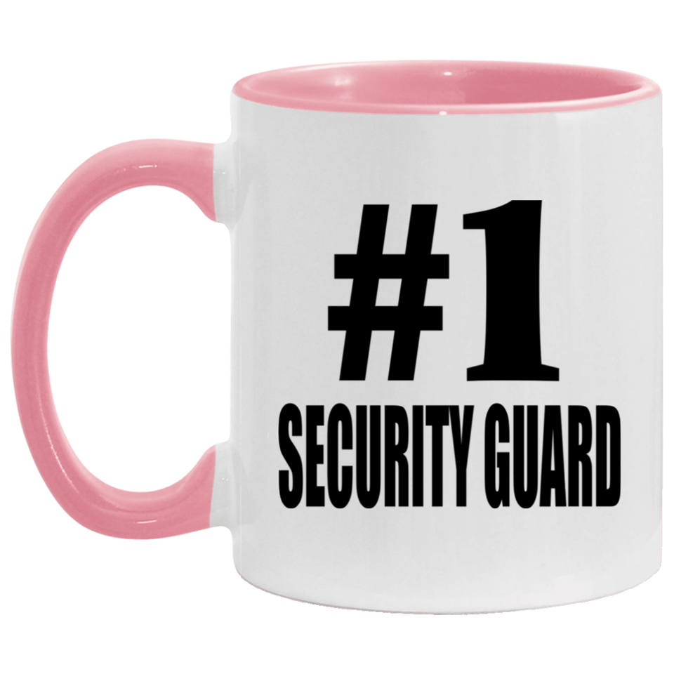 Number One #1 Security Guard - 11oz Accent Mug Pink
