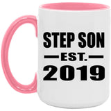 Step Son Established EST. 2019 - 15oz Accent Mug Pink