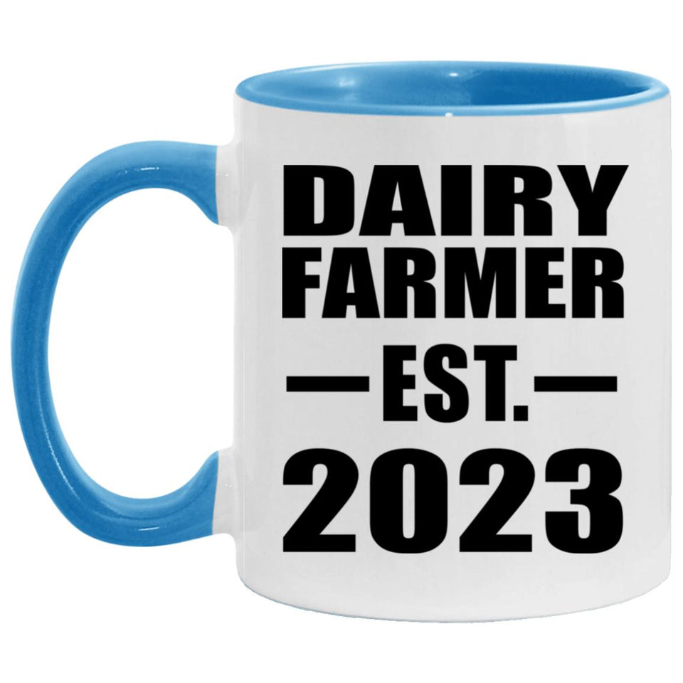 Dairy Farmer Established EST. 2023 - 11oz Accent Mug Blue